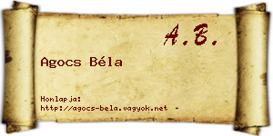 Agocs Béla névjegykártya