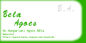 bela agocs business card
